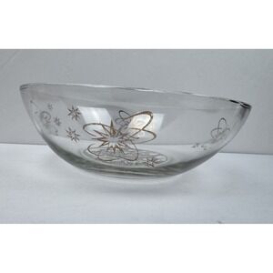 Atomic 1950's Starburst Chip Serving Bowl MCM Gold Gilt Retro